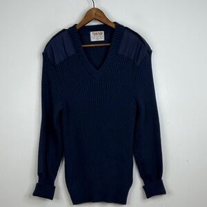 Vintage Tundra Sweater Womens XL Navy Blue Wool Military Land Girl Utility 90s
